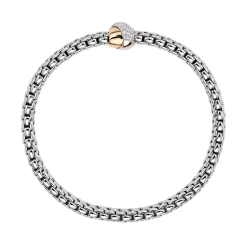 Fope Vendome 18ct White Gold 0.20ct Diamond Rose Gold Rondelle Bracelet