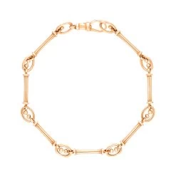 9ct Rose Gold Handmade Baton Link Bracelet