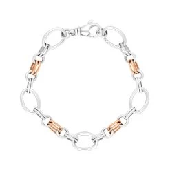 9ct Rose Gold Sterling Silver Double Link Handmade Bracelet