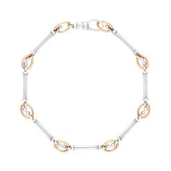 9ct Rose Gold Sterling Silver Handmade Baton Link Bracelet