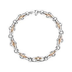 9ct Rose Gold Sterling Silver Multi Link Cable Chain Bracelet