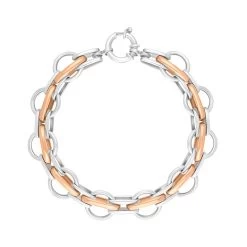 9ct Rose Gold Sterling Silver Round Link Handmade Bracelet