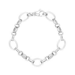 9ct White Gold Double Link Handmade Bracelet