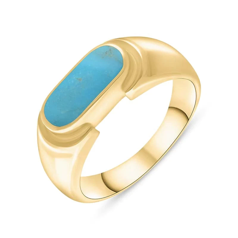 9ct Yellow Gold Turquoise Oval Dodgem Ring 1 9ct Yellow Gold Turquoise Oval Dodgem Ring