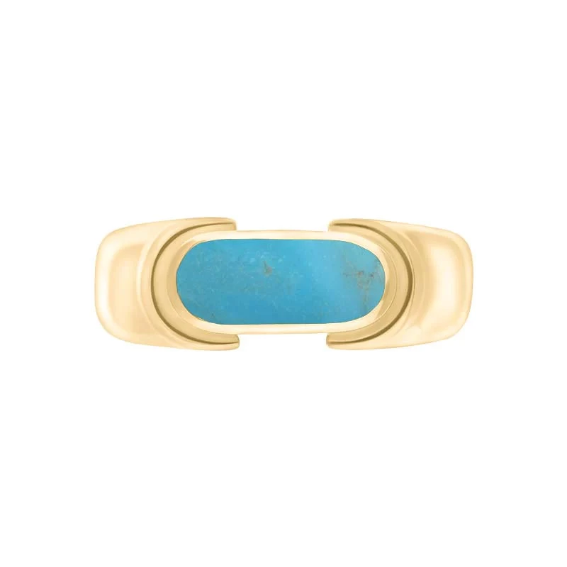 9ct Yellow Gold Turquoise Oval Dodgem Ring 3 9ct Yellow Gold Turquoise Oval Dodgem Ring - Image 3