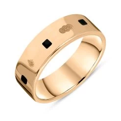 9ct Rose Gold Whitby Jet Queen's Jubilee Hallmark Princess Cut 6mm Ring