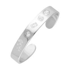 9ct White Gold Hallmark Cuff Bangle