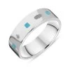 9ct White Gold Turquoise Queen's Jubilee Hallmark Princess Cut 6mm Ring