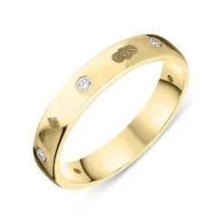 9ct Yellow Gold 0.15ct Diamond Queen's Jubilee Hallmark 4mm Ring