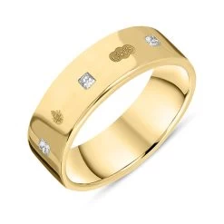 9ct Yellow Gold 0.36ct Diamond Queen's Jubilee Hallmark Princess Cut 6mm Ring