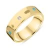 9ct Yellow Gold Turquoise 0.18ct Diamond Queen's Jubilee Hallmark Princess Cut 6mm Ring