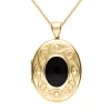 9ct Yellow Gold Whitby Jet Large Celtic Oval Locket D