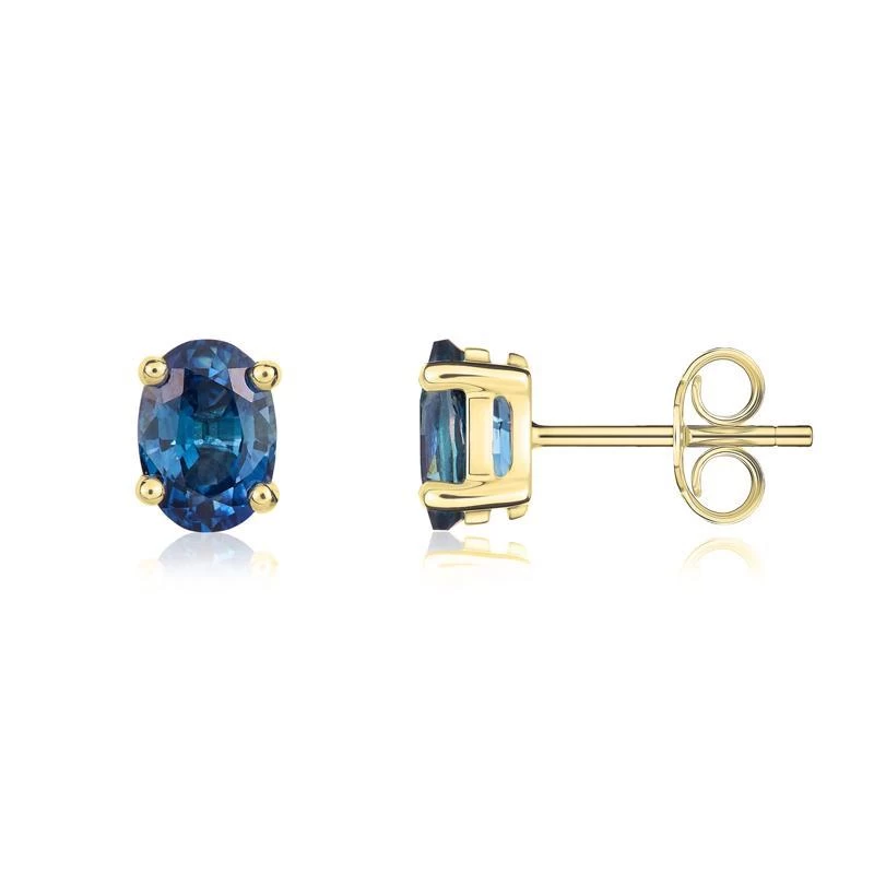 9ct Yellow Gold Sapphire 7x5mm Oval Claw Set Pendant And Stud Earrings Set 4 9ct Yellow Gold Sapphire 7x5mm Oval Claw Set Pendant And Stud Earrings Set - Image 4