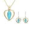 9ct Yellow Gold Turquoise Centre Stone Heart Two Piece Set