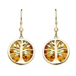 9ct Yellow Gold Amber Large Round Tree Of Life Two Piece Set -Boutique Fashion Accessories Store 9ct Yellow Gold Amber Round Tree Drop Earrings E2485 240ec5ea 2139 4dc5 ba31 cf4db8ae10b0