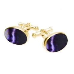9ct Yellow Gold Blue John Oval Cushion Cufflinks