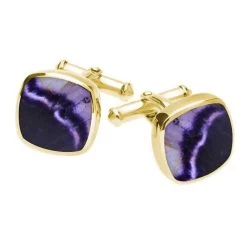 9ct Yellow Gold Blue John Square Cushion Cufflinks