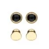 9ct Yellow Gold Whitby Jet Framed Round Shirt Studs
