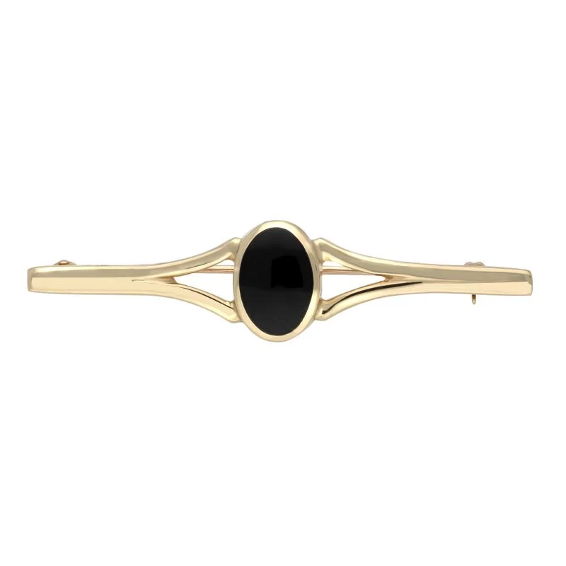 9ct Yellow Gold Whitby Jet Oval Split Bar Brooch 1 9ct Yellow Gold Whitby Jet Oval Split Bar Brooch