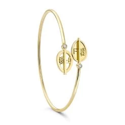Faberge 1842 18ct Yellow Gold Diamond Egg Crossover Bracelet