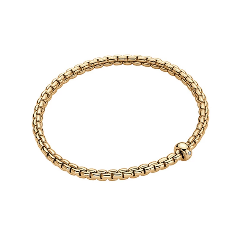 Fope Eka 18ct Yellow Gold 0.01ct Diamond Flexible Bracelet 1 Fope Eka 18ct Yellow Gold 0.01ct Diamond Flexible Bracelet