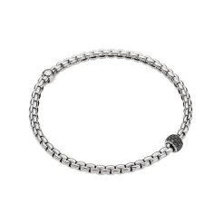 Fope Eka Tiny 18ct White Gold 0.20ct Black Diamond Bracelet