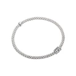 Fope Prima 18ct White Gold 0.07ct Diamond Flexible Bracelet