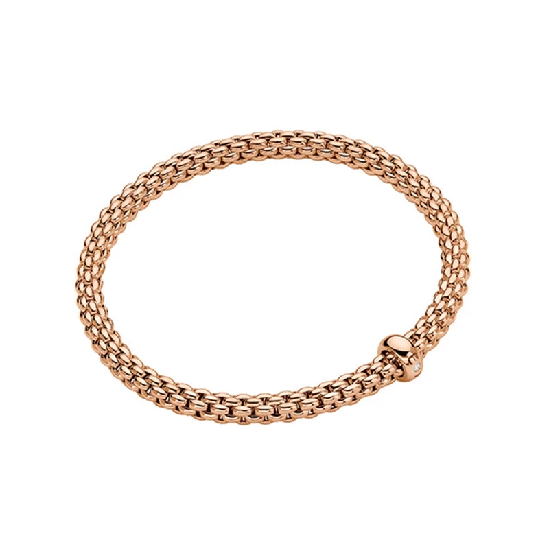 Fope Solo 18ct Rose Gold 0.01ct Diamond Flexible Bracelet 1 Fope Solo 18ct Rose Gold 0.01ct Diamond Flexible Bracelet