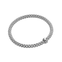 Fope Solo 18ct White Gold 0.01ct Black Diamond Flexible Bracelet