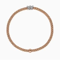 Fope Flex'it Prima 18ct Rose Gold 0.20ct Diamond Bracelet