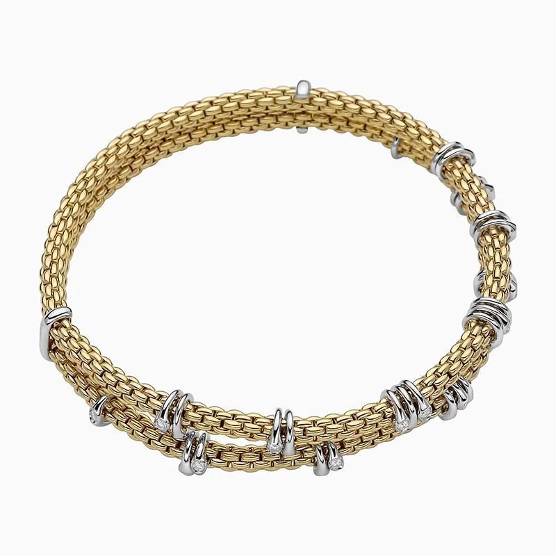 Fope Flex'it Prima 18ct Yellow Gold 0.37ct Diamond Two Row Bracelet 4 Fope Flex'it Prima 18ct Yellow Gold 0.37ct Diamond Two Row Bracelet - Image 4