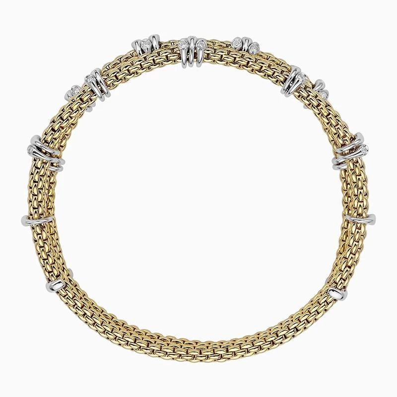 Fope Flex'it Prima 18ct Yellow Gold 0.37ct Diamond Two Row Bracelet 2 Fope Flex'it Prima 18ct Yellow Gold 0.37ct Diamond Two Row Bracelet - Image 2