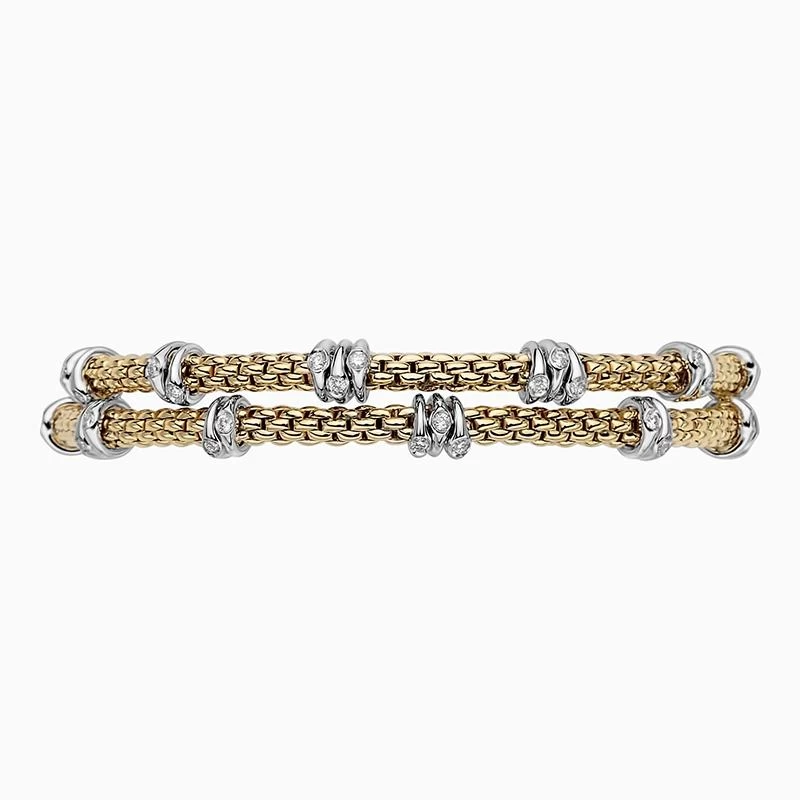 Fope Flex'it Prima 18ct Yellow Gold 0.37ct Diamond Two Row Bracelet 3 Fope Flex'it Prima 18ct Yellow Gold 0.37ct Diamond Two Row Bracelet - Image 3