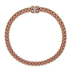 Fope Flex'it Solo 18ct Rose Gold 0.10ct Diamond Bracelet