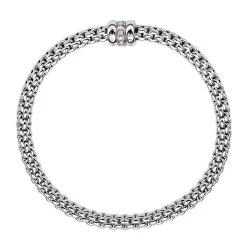 Fope Flex'it Solo 18ct White Gold 0.10ct Diamond Bracelet