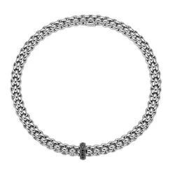 Fope Flex'it Solo 18ct White Gold 0.11ct Black Diamond Bracelet D