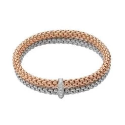 Fope Flex'it Solo 18ct White Rose Gold 0.22ct Diamond Double Bracelet
