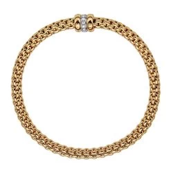 Fope Flex'it Solo 18ct Yellow Gold 0.10ct Diamond Bracelet