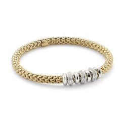 Fope Flex'it Solo 18ct Yellow Gold 0.50ct Diamond Bracelet D