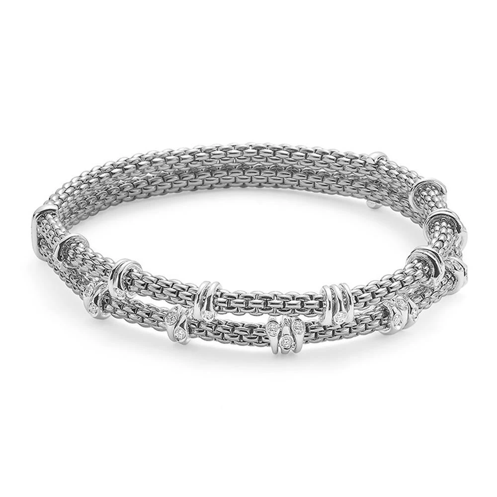Fope Flex'it Prima 18ct White Gold 0.37ct Diamond Two Row Bracelet