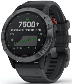 Garmin Watch Fenix 6 Pro Solar Slate Grey With Black Band D