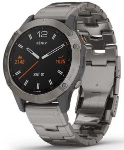 Garmin Watch Fenix 6 Sapphire Titanium Grey Titanium Band D