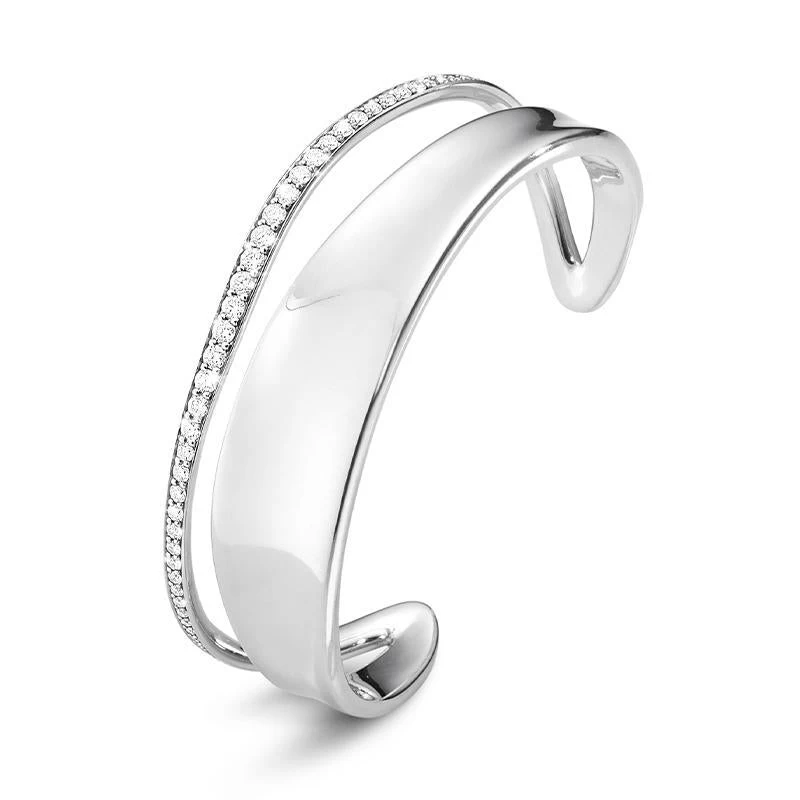 Georg Jensen Marcia Sterling Silver Diamond Bangle 1 Georg Jensen Marcia Sterling Silver Diamond Bangle