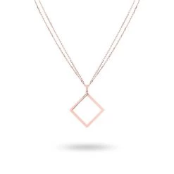 Ksenia Mirella Geo 18ct Rose Gold 0.11ct Diamond Square Necklace