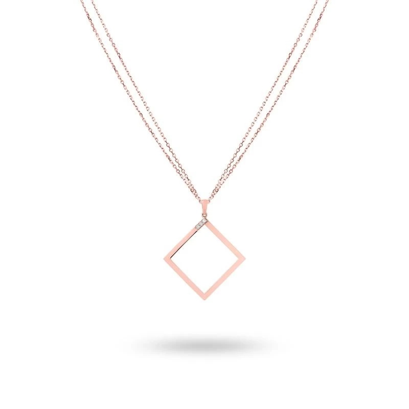 Ksenia Mirella Geo 18ct Rose Gold 0.11ct Diamond Square Necklace 1 Ksenia Mirella Geo 18ct Rose Gold 0.11ct Diamond Square Necklace