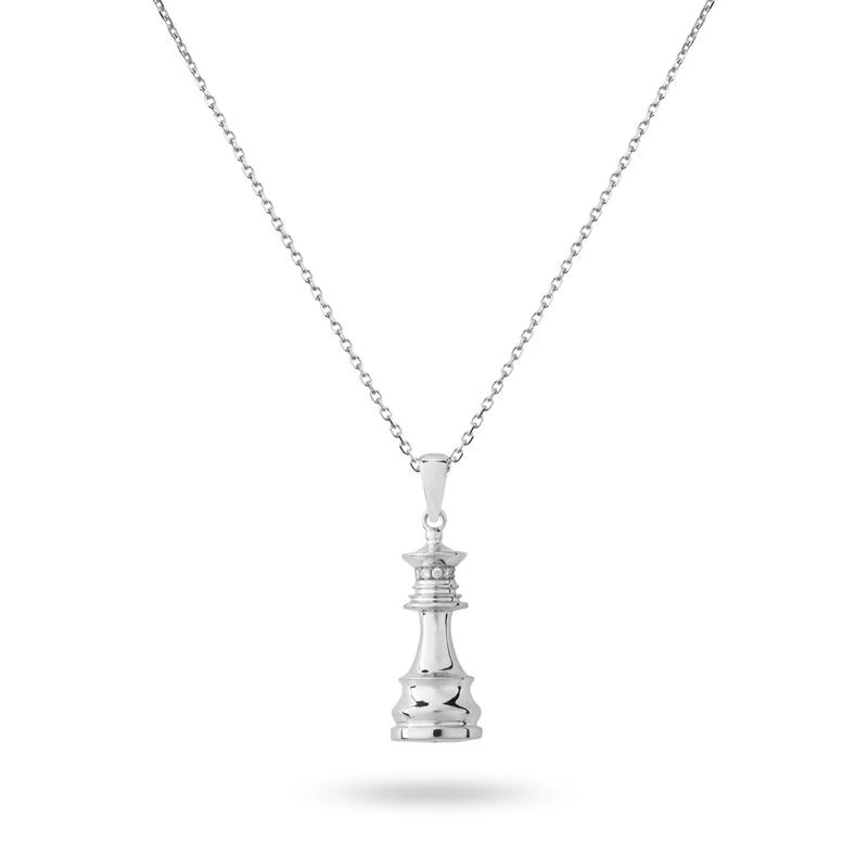 Ksenia Mirella The Queen White Gold 0.10ct Diamond Chess Necklace 1 Ksenia Mirella The Queen White Gold 0.10ct Diamond Chess Necklace