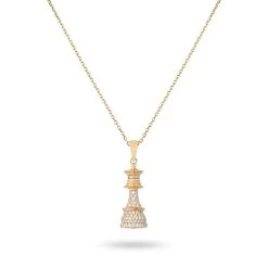 Ksenia Mirella The Queen Yellow Gold 1.00ct Diamond Pave Chess Necklace