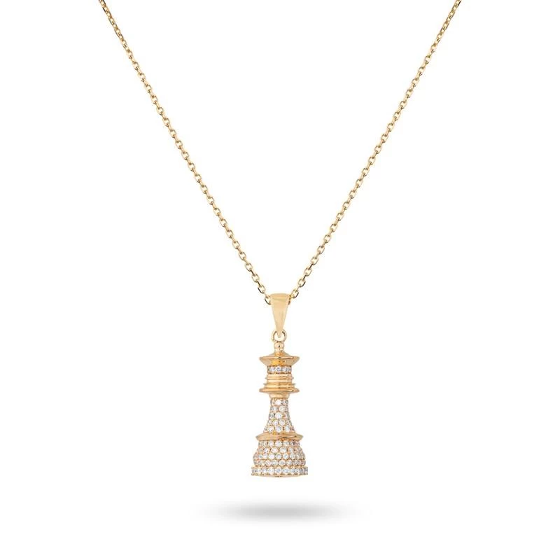 Ksenia Mirella The Queen Yellow Gold 1.00ct Diamond Pave Chess Necklace 1 Ksenia Mirella The Queen Yellow Gold 1.00ct Diamond Pave Chess Necklace