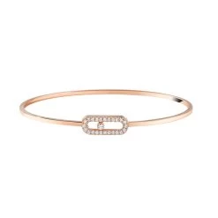 Messika Move Uno 18ct Rose Gold 0.18ct Diamond Pave Flex Bangle