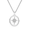 Sterling Silver Cubic Zirconia Star Centre Oval Keepsake Locket